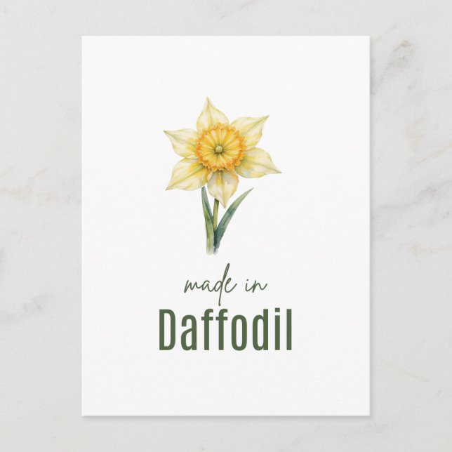 March Daffodil Birth Flower Wall Art Watercolor Postkarte (Vorderseite)