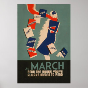 March Reading Program Vintage Poster