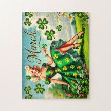 March Retro Pin-Up Girl St. Patrick's Day