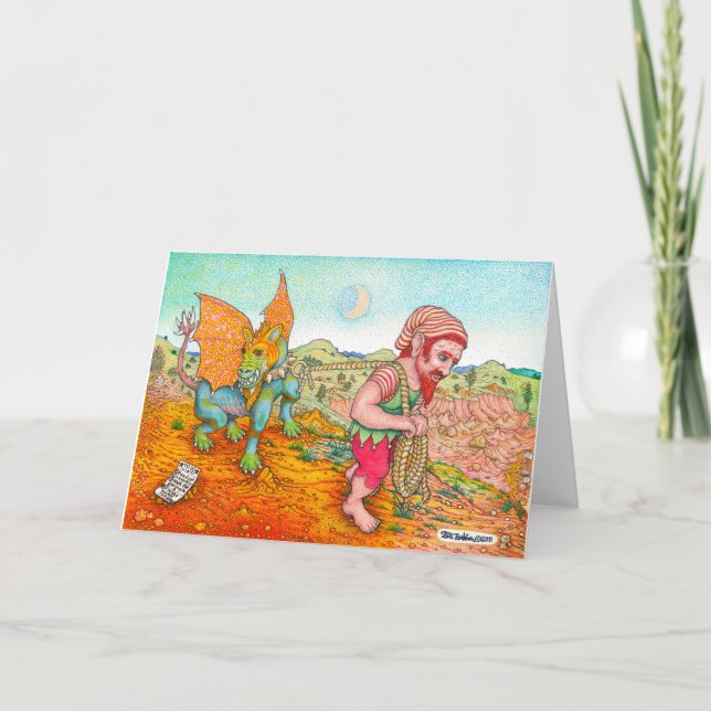 Marchant la carte de voeux de gargouille (Devant)