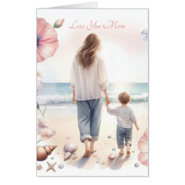 Marche de plage mignonne avec maman Joyeuse fête d