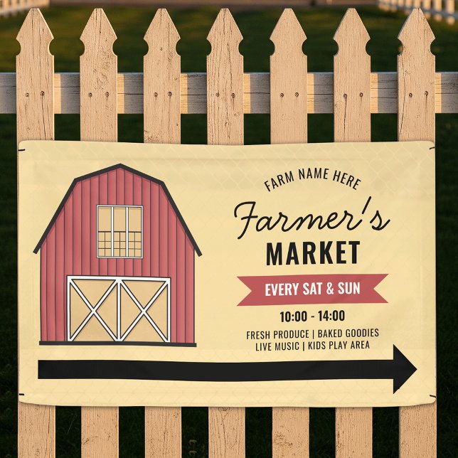 Marché des fermiers Bannière de marketing des ferm (Farmer's Market Outdoor Banner with fully editable text and colors)