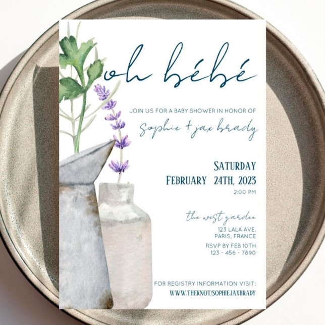 Marché français - Fleurs - Invitation Baby shower (Créateur téléchargé)