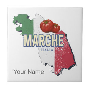 Marche Italy Retro Region Karte Vintag Souvenir Fliese