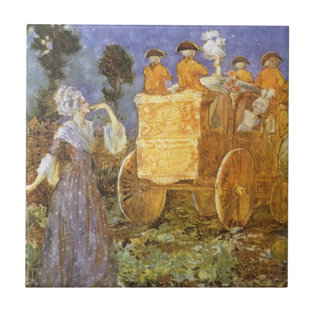 Märchen Aschenputtel und gute Fee Fliese (Vorderseite)