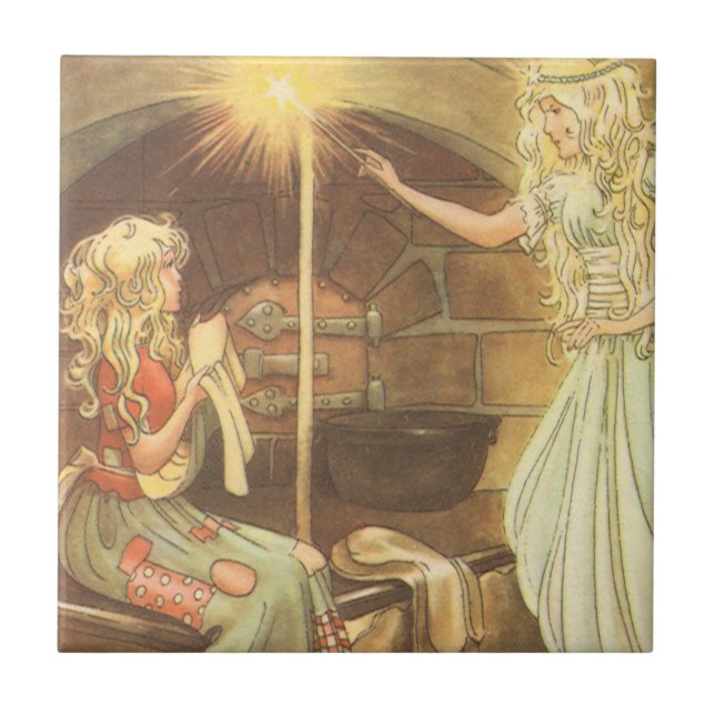 Märchen aus alter Zeit, Aschenputtel und gute Fee Fliese (Vorderseite)
