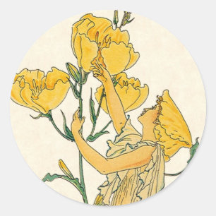 Märchen aus alter Zeit, Nachtkerze, Walter Crane Runder Aufkleber