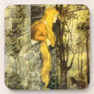 Märchen aus alter Zeit, Rapunzel mit langen blonde Getränkeuntersetzer