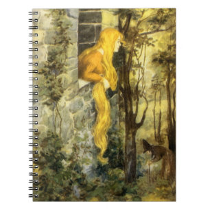Märchen aus alter Zeit, Rapunzel mit langen blonde Notizblock