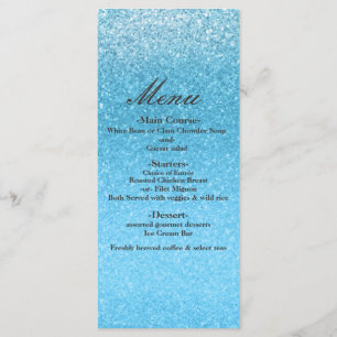Märchen Blau Glitter Sweet 16 Glam Party Menü Menükarte