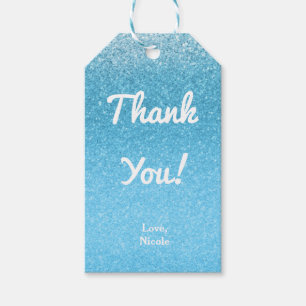 Märchen Blau Glitter Sweet 16 Party Favor Geschenkanhänger