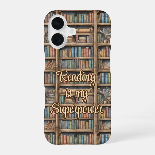 Märchen Bücherregal Muster iPhone 16 Hülle (Rückseite)
