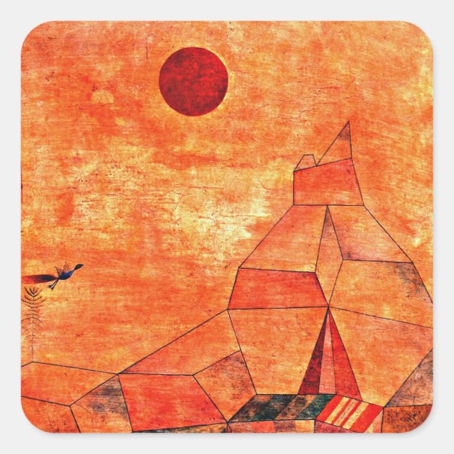 Marchen, buntes Gemälde von Paul Klee Quadratischer Aufkleber (Vorderseite)