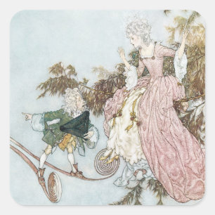 Märchen Dornröschen von Edmund Dulac Quadratischer Aufkleber