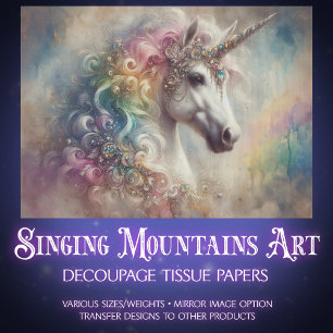Märchen Einhorn Regenbogen Wasserfarbe Decoupage Seidenpapier