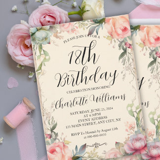 Märchen Floral 18. Geburtstag Einladung
