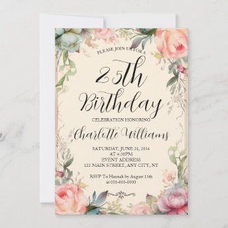 Märchen Floral 25. Geburtstag Einladung