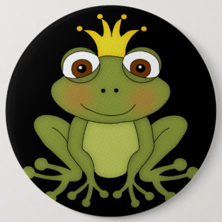 Märchen-Frosch-Prinz mit Krone Button