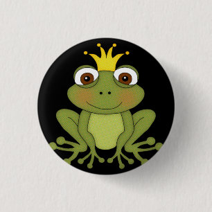 Märchen-Frosch-Prinz mit Krone Button