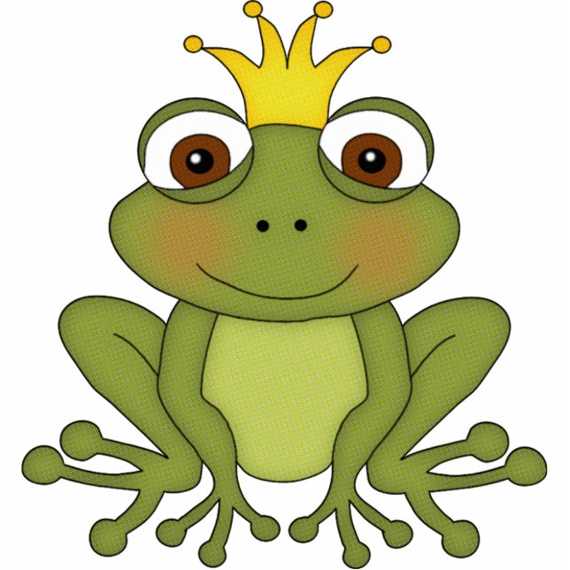 Märchen-Frosch-Prinz mit Krone Freistehende Fotoskulptur (Vorne)