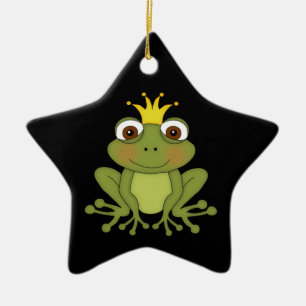 Märchen-Frosch-Prinz mit Krone Keramikornament