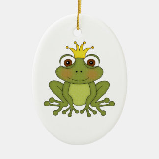 Märchen-Frosch-Prinz mit Krone Keramikornament