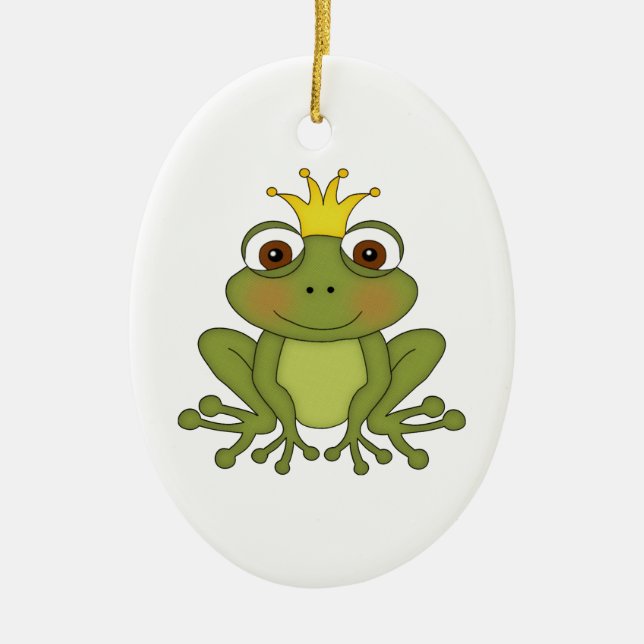 Märchen-Frosch-Prinz mit Krone Keramikornament (Vorne)