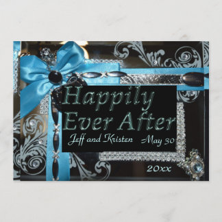 Märchen Hochzeit - Hellblau, schwarz und silber Einladung