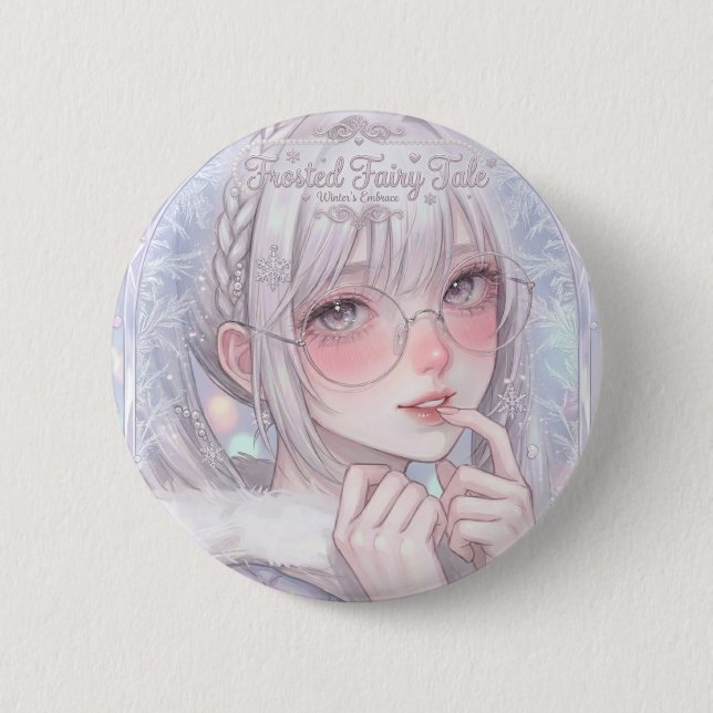 Märchen im Frost: Ästhetisches Wintermädchen mit G Button (Vorderseite)