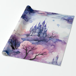 Märchen in Fairyland Dark Blue Lila und rosa Geschenkpapier