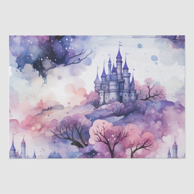 Märchen in Fairyland Dark Blue Lila und rosa Seidenpapier (Vorderseite)