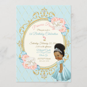 Märchen-Königliche Prinzessin Rosa Aqua Mädchen Et Einladung