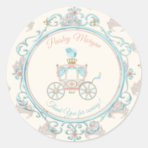 Märchen-Königskutsche Prinzessinnenkrone Blush Aqu Runder Aufkleber