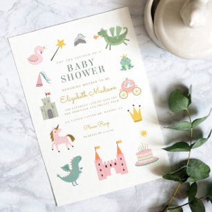 Märchen Prinzessin Drache Baby Shower Einladung
