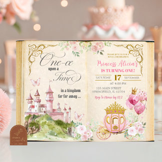 Märchen-Prinzessin zum ersten Geburtstag Einladung