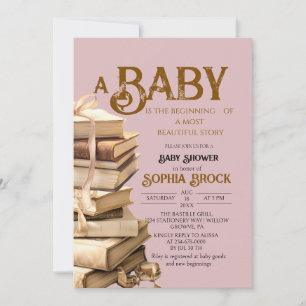 Märchen-Rose Pink Mädchen Baby Shower Einladung