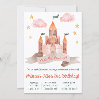 Märchen, Schloss, Prinzessin Themed Geburtstagspar Einladung