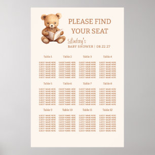 Märchen-Teddybär-Baby-Shower-Sitzplan Poster