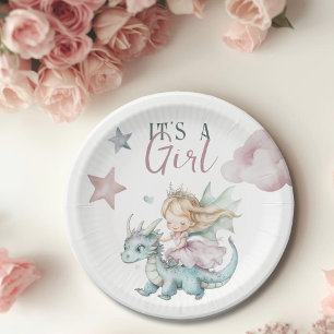 Märchen Traumhafter Drache Rosa Prinzessin Baby Sh Pappteller