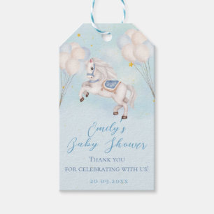 Märchenbaby Pony Blue Ballons Stars Dusche Geschenkanhänger