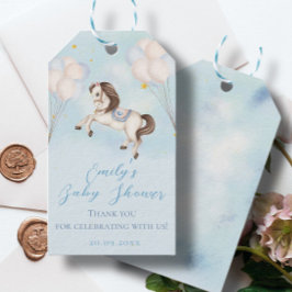 Märchenbaby Pony Blue Ballons Stars Dusche Geschenkanhänger