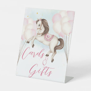 Märchenbaby Pony Pink Ballon Star Crads & Gift Sockelschild