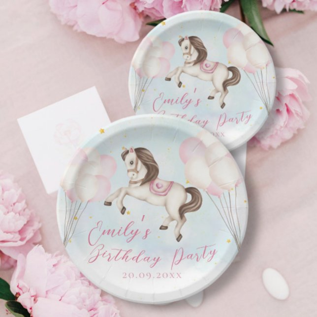 Märchenbaby Pony Rosa Ballons Stars Geburtstag Pappteller (Von Creator hochgeladen)