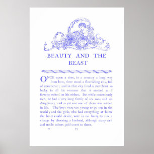 Märchenbuch Blaues Poster Beauty and the Beast