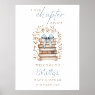 Märchenbuch Blaues Schleifen-Baby-Shower-Willkomme Poster