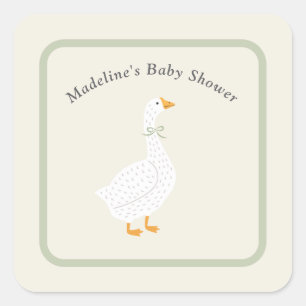Märchenbuch Mutter Gans Sage Vintage Baby Shower Quadratischer Aufkleber