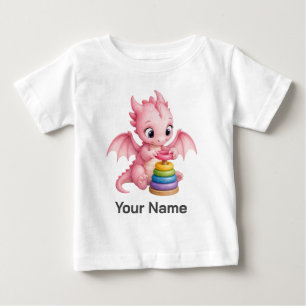 Märchenbuch Personalisierte Baby-Drachen-Stapelrin Baby T-shirt