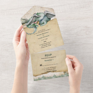 Märchendrache Hochzeit in einer Einladung