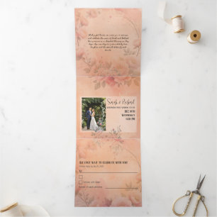 Märchengarten Glanz Hochzeit Blush Rose Dreifach Gefaltete Einladung