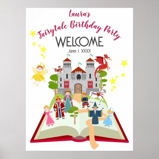 Märchengeschichten Girl's Birthday Party Poster (Vorne)